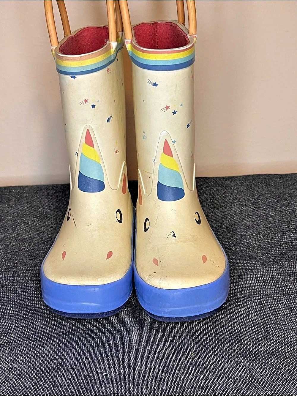 Target Kids Unicorn Rain Boots with Pull Handles Cream & Blue